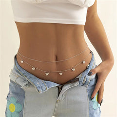 Cadena de metal estilo punk retro con diseño de mariposa, ajustable, multicapa, para el cuerpo (compra mínima: 2 unidades) 
