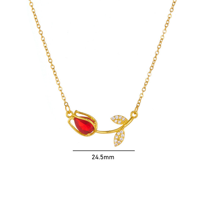 Collar de flores de tulipán con accesorios de acero de titanio 