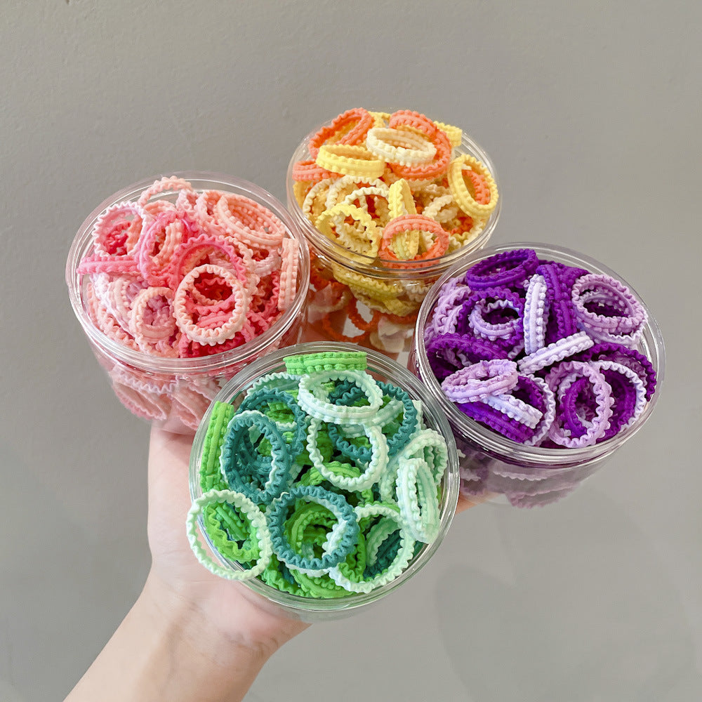 Banda de goma para niños, banda de goma de encaje enlatado de colores, cinta para el cabello elástica alta para niñas 