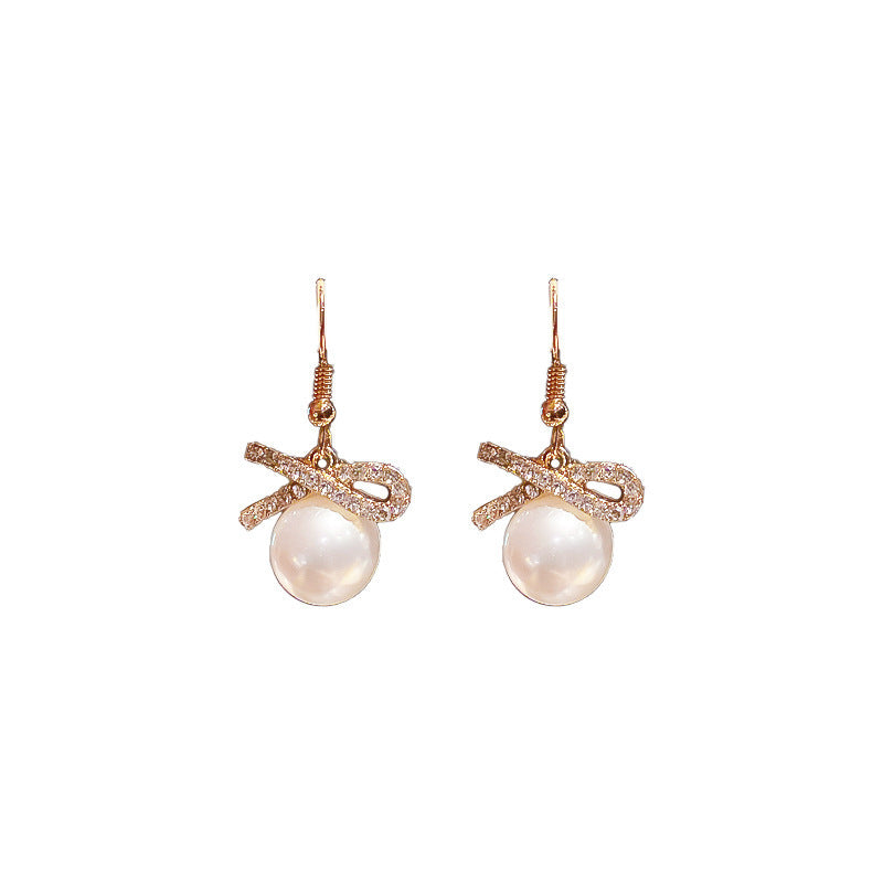1 Pair Sweet IG Style Geometric Heart Shape Butterfly Inlay Alloy Rhinestones Pearl Drop Earrings Ear Studs