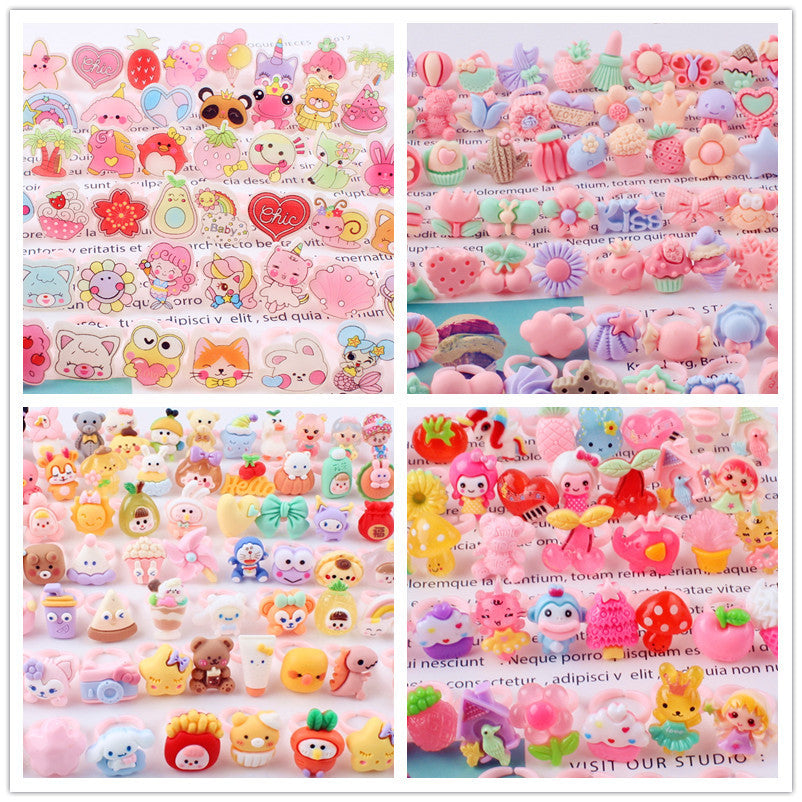 Versión de joyería para niños, linda niña, fruta, personaje de dibujos animados, anillo mixto, venta directa de fábrica de Yiwu 