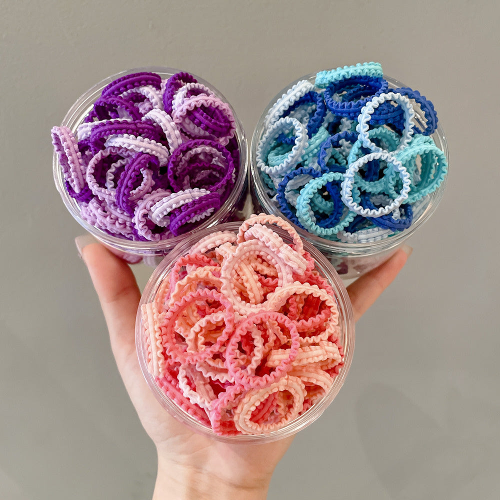Banda de goma para niños, banda de goma de encaje enlatado de colores, cinta para el cabello elástica alta para niñas 