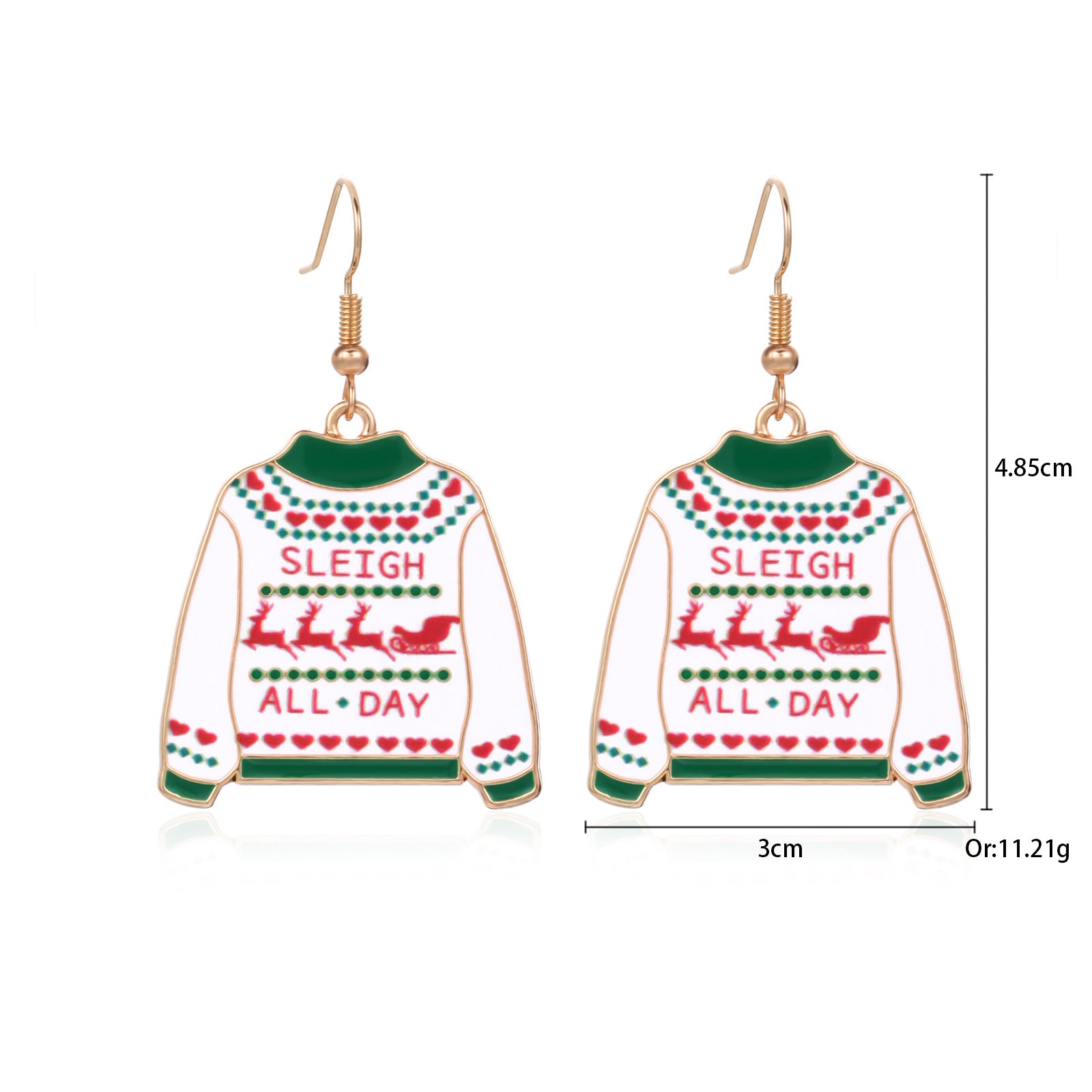 3 pares por modelo Lindos pendientes colgantes de aleación de zinc con forma de campana y corona de árbol de Navidad 