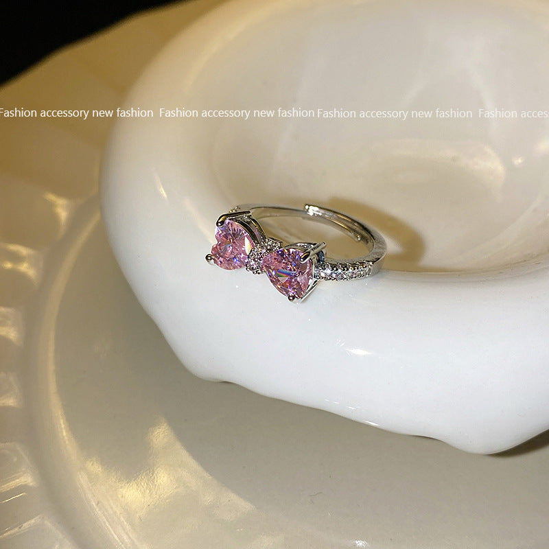 Anillo microengastado, anillo ajustable para dedo índice con apertura de circonitas para mujer