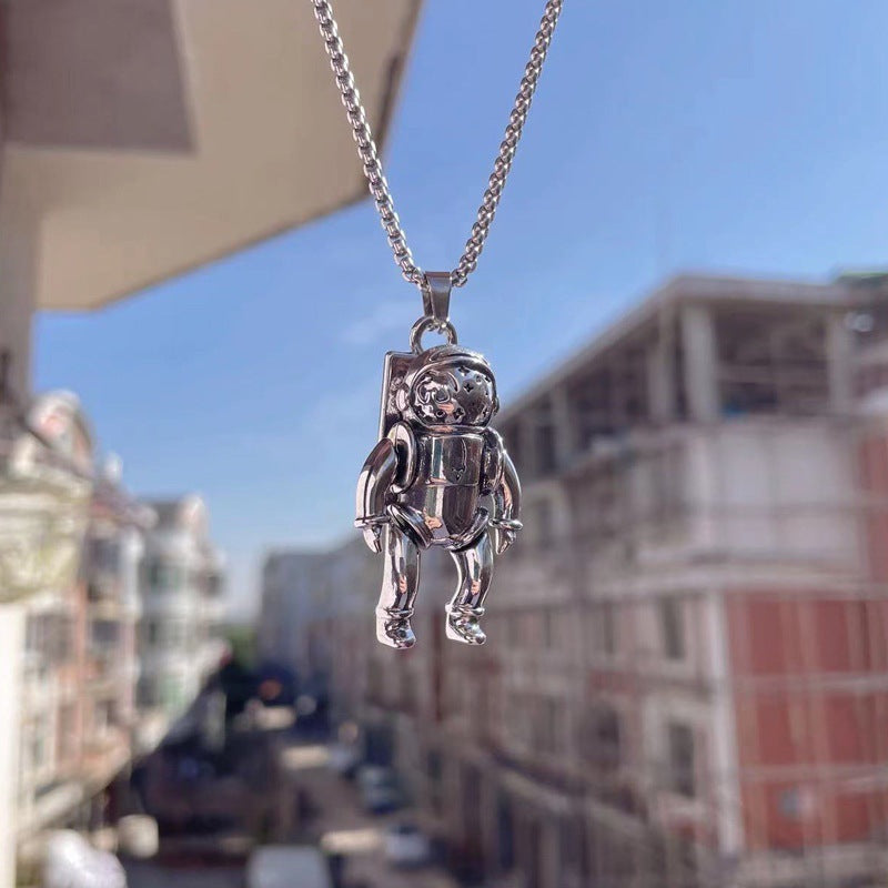 Collar de acero de titanio con colgante de hip hop para hombre 