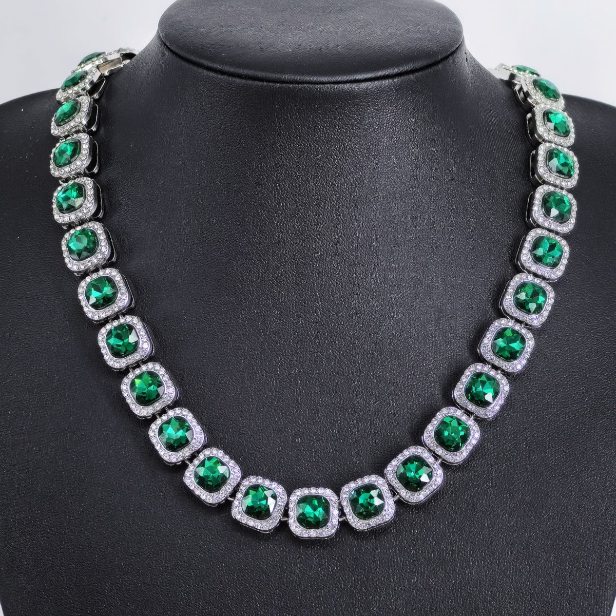 Collar de mano cubana de vidrio cuadrado de 12 mm para hombre, cadena de azúcar de roca, tendencia hip hop, aleación transfronteriza para hombre 