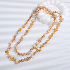 Collar largo bohemio con cuentas de concha, cadena doble tipo suéter, hecho a mano 