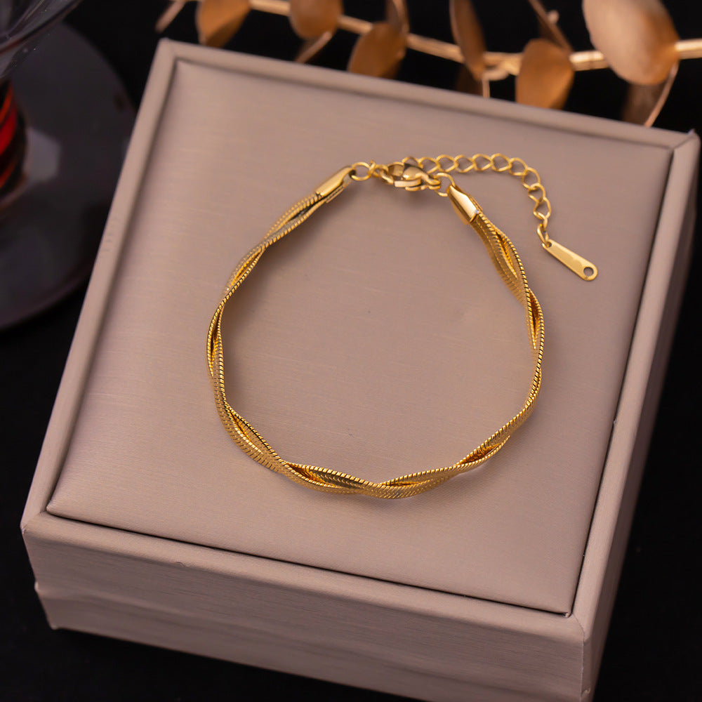 Pulsera de acero de titanio para mujer, pulsera sencilla, joyería 
