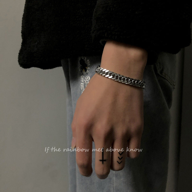 Pulsera de acero de titanio con cadena gruesa cubana para hombre, accesorios para pareja 