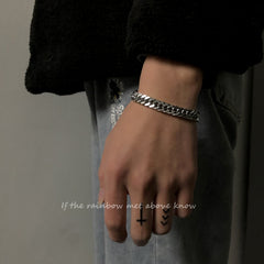 Pulsera de acero de titanio con cadena gruesa cubana para hombre, accesorios para pareja 