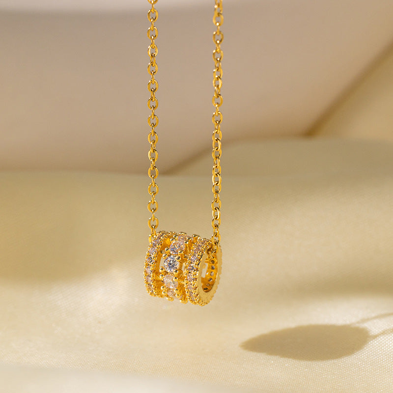 Wholesale Jewelry Sweet Simple Style Star Heart Shape Bow Knot Titanium Steel Zircon Plating Inlay Pendant Necklace