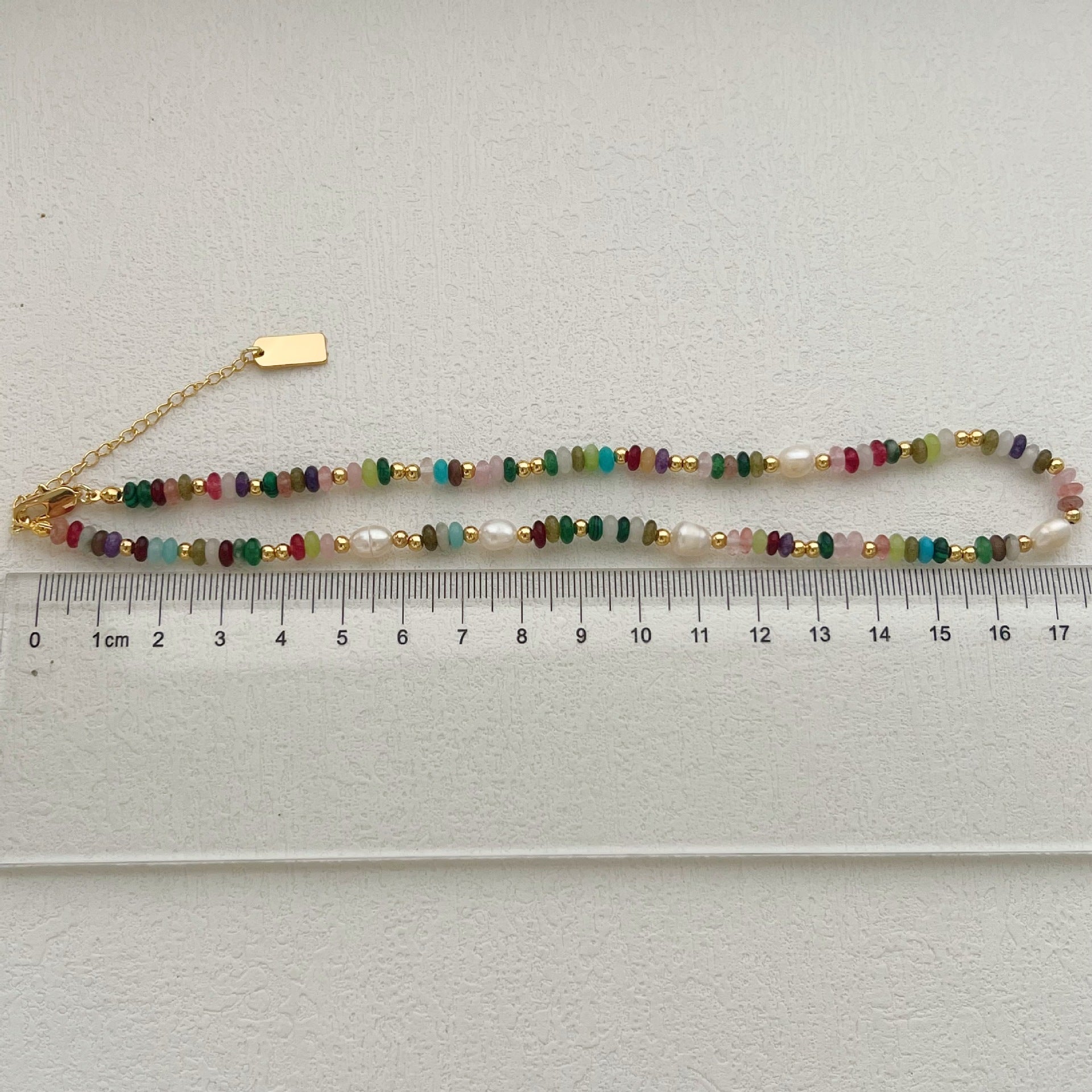 Collar de cuentas de vidrio color perla de piedra natural para mujer, cadena de clavícula 
