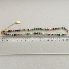 Collar de cuentas de vidrio color perla de piedra natural para mujer, cadena de clavícula 