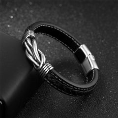 Pulsera de acero inoxidable Pulsera de cuero para hombre 
