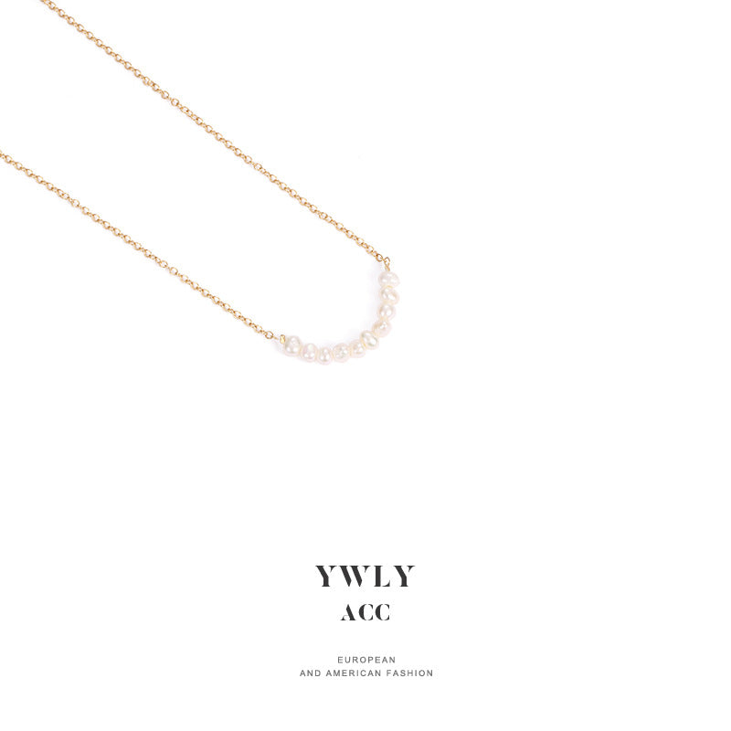 Freshwater natural real pearl necklace women's rice grain beaded collarbone chain necklace