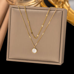 Wholesale Jewelry Elegant Water Droplets Heart Shape Rectangle Titanium Steel Pendant Necklace