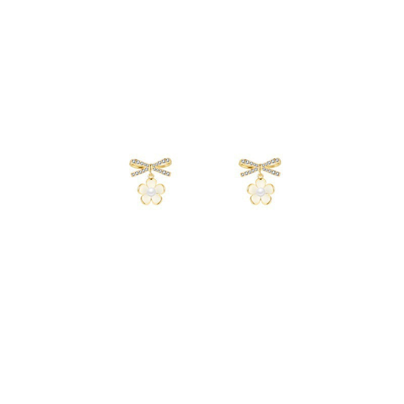 1 Pair Sweet IG Style Geometric Heart Shape Butterfly Inlay Alloy Rhinestones Pearl Drop Earrings Ear Studs
