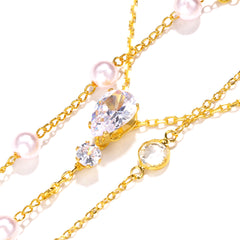 Cadena de perlas para la espalda, accesorio sencillo para vestido de novia con diamantes 