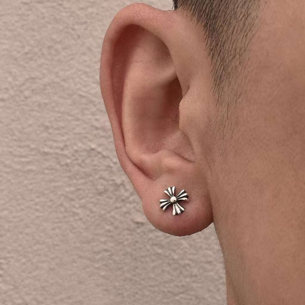 Stud earrings men's retro cross earrings