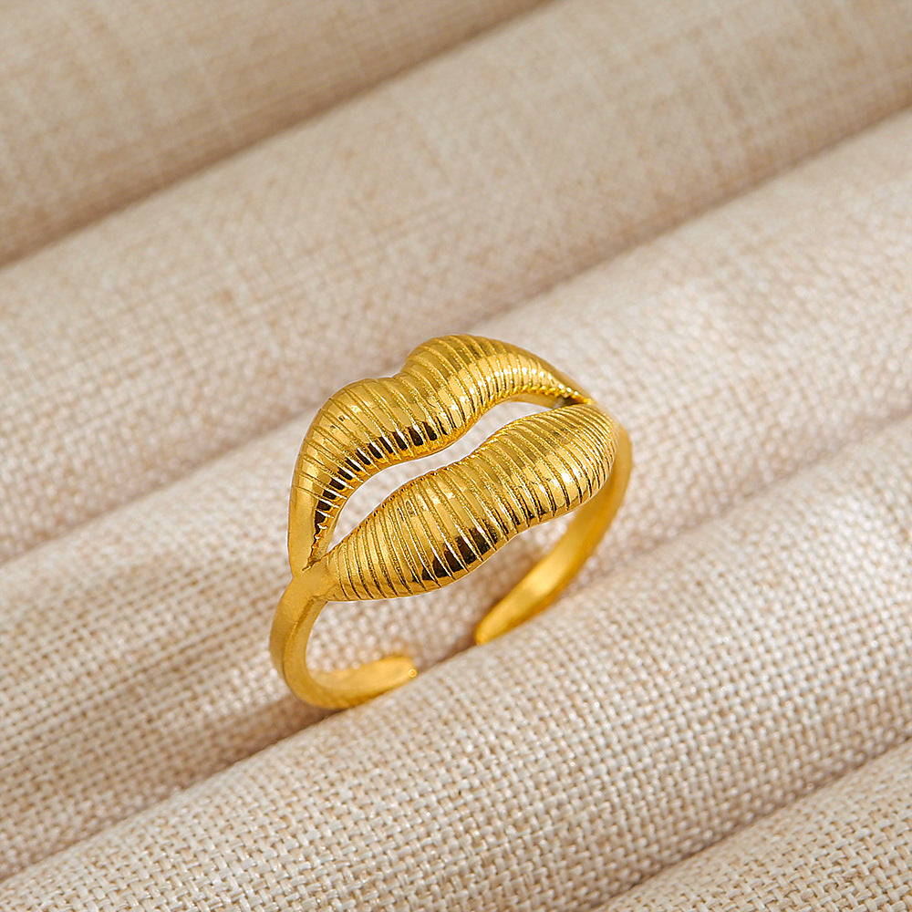 Anillo abierto de acero inoxidable 304 con letras geométricas, estilo hip hop, punk y streetwear. 