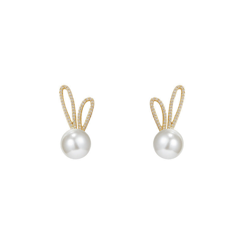 1 Pair Sweet IG Style Geometric Heart Shape Butterfly Inlay Alloy Rhinestones Pearl Drop Earrings Ear Studs