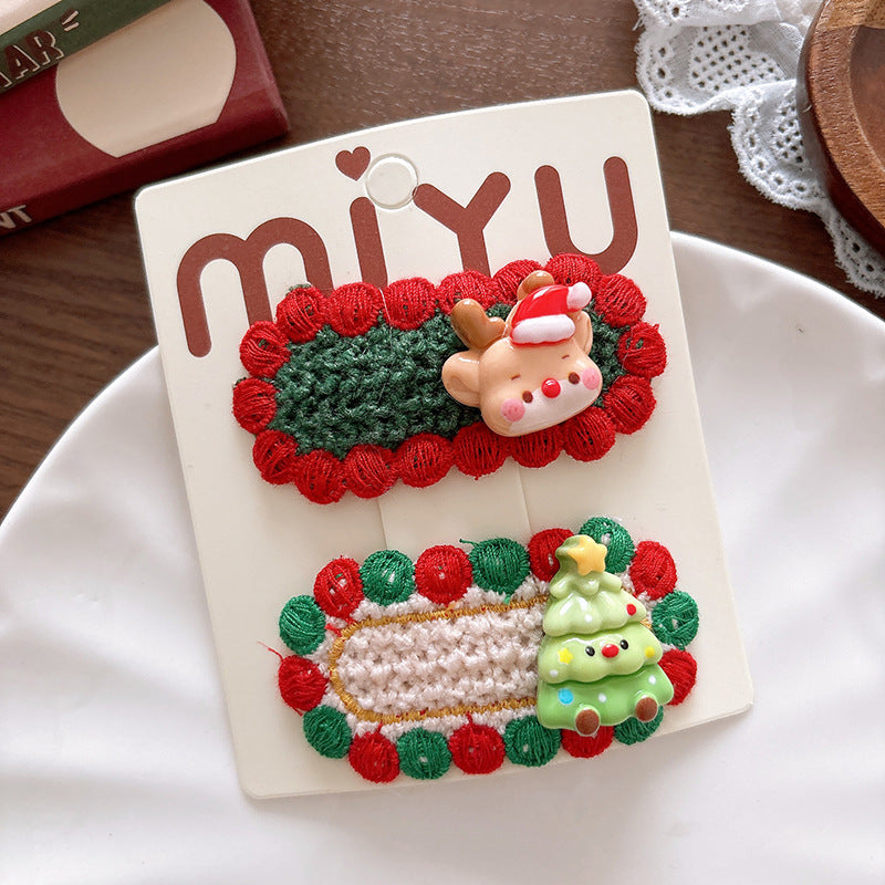 Yarn knitting Christmas children's hairpin (Minimum purchase 2 pcs)
