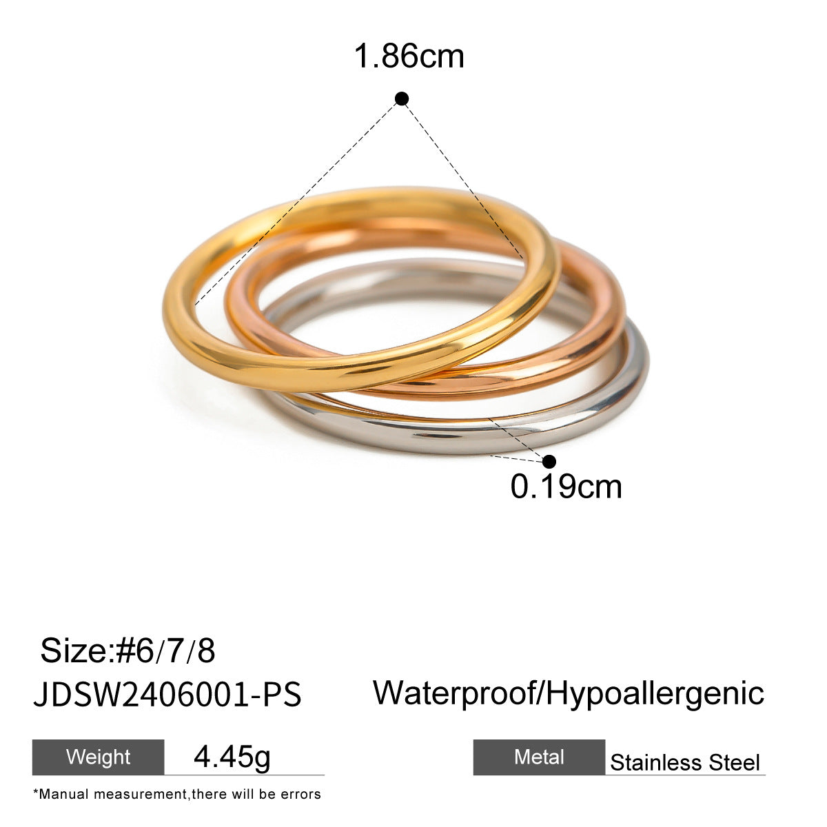 Wholesale Jewelry Glam Simple Style Classic Style Geometric 304 Stainless Steel Plating Open Rings