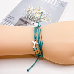 Pulsera tejida en cera, resistente al agua, con cuerda de la amistad, pulsera cruzada para surfear en la playa.