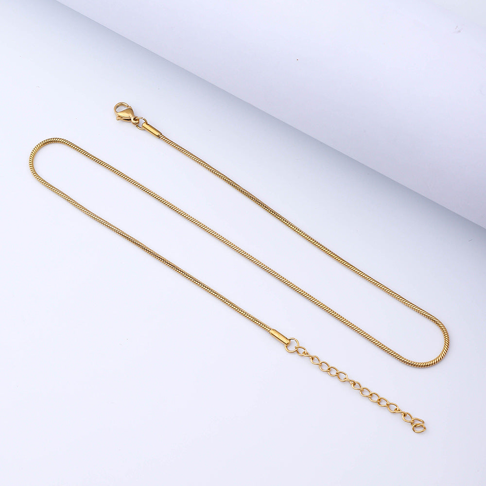Collar de acero de titanio con cadena de hueso de serpiente redondo galvanizado al vacío 