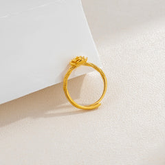Anillo de rosa para mujer con apertura ajustable, anillo de flor liso con borde retorcido, joyería 