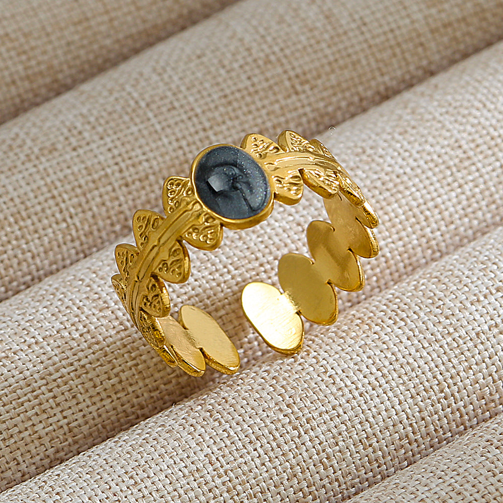 Anillo abierto de acero inoxidable 304 con letras geométricas, estilo hip hop, punk y streetwear. 
