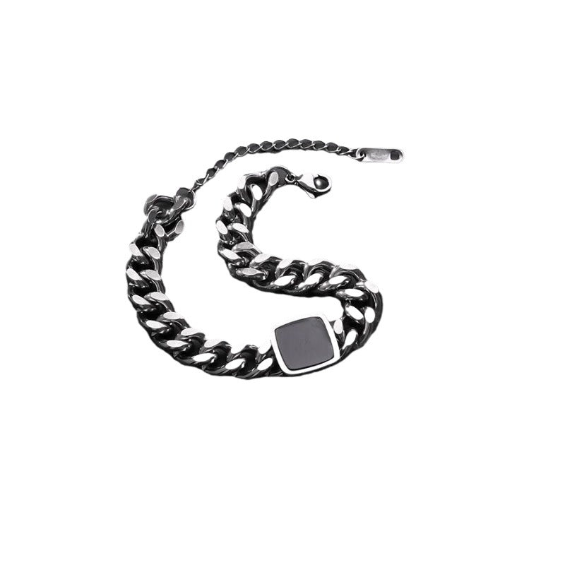 Pulsera cubana cuadrada para hombre, accesorios de acero y titanio. 