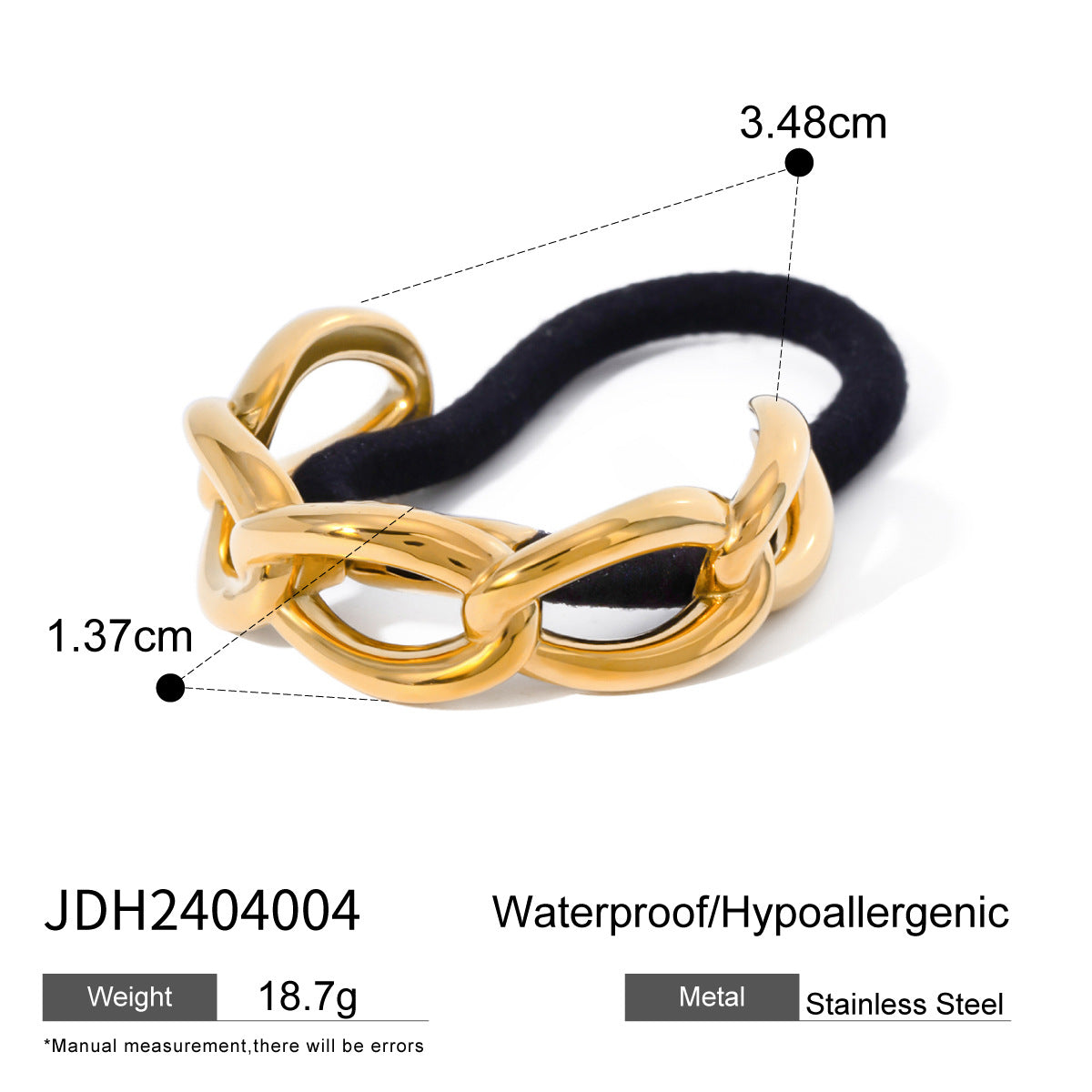 Women's Casual Style Solid Color 304 Stainless Steel Hair Tie