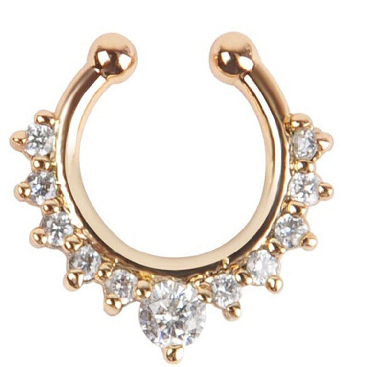 Anillo de nariz falso de aleación de diamantes, sin nariz 