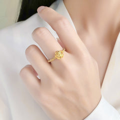 Anillo de rosa para mujer con apertura ajustable, anillo de flor liso con borde retorcido, joyería 