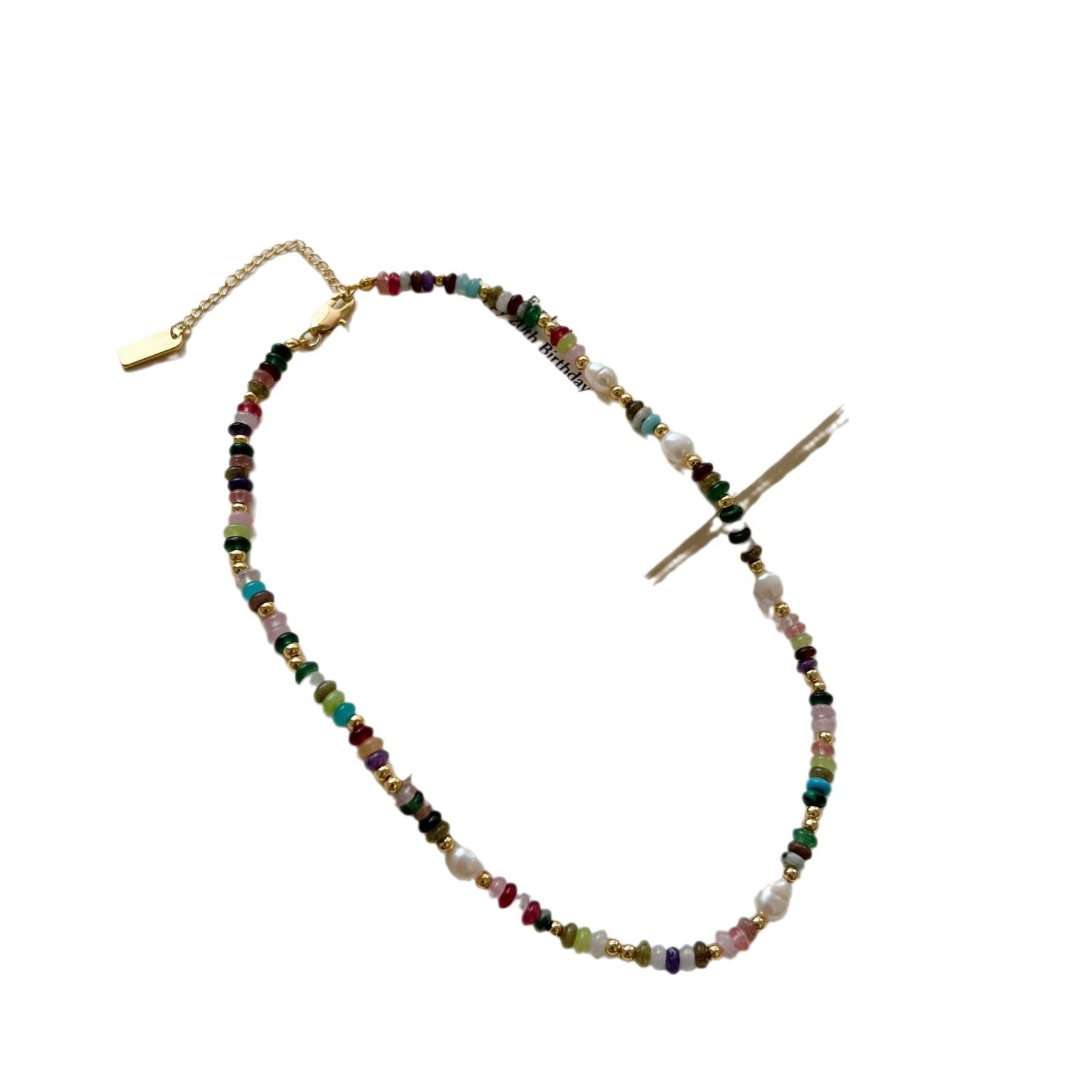 Collar de cuentas de vidrio color perla de piedra natural para mujer, cadena de clavícula 