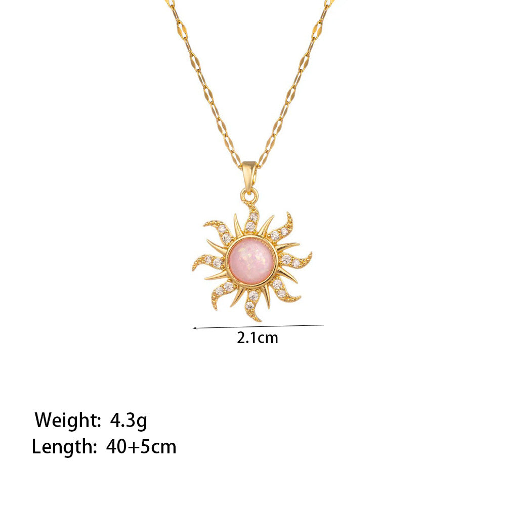 Wholesale Jewelry Sweet Simple Style Star Heart Shape Bow Knot Titanium Steel Zircon Plating Inlay Pendant Necklace