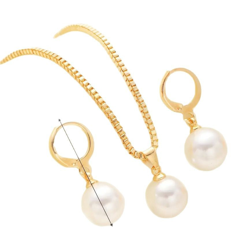 Conjunto de collar y pendientes con colgante de perla 