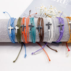 Pulsera tejida en cera, resistente al agua, con cuerda de la amistad, pulsera cruzada para surfear en la playa.