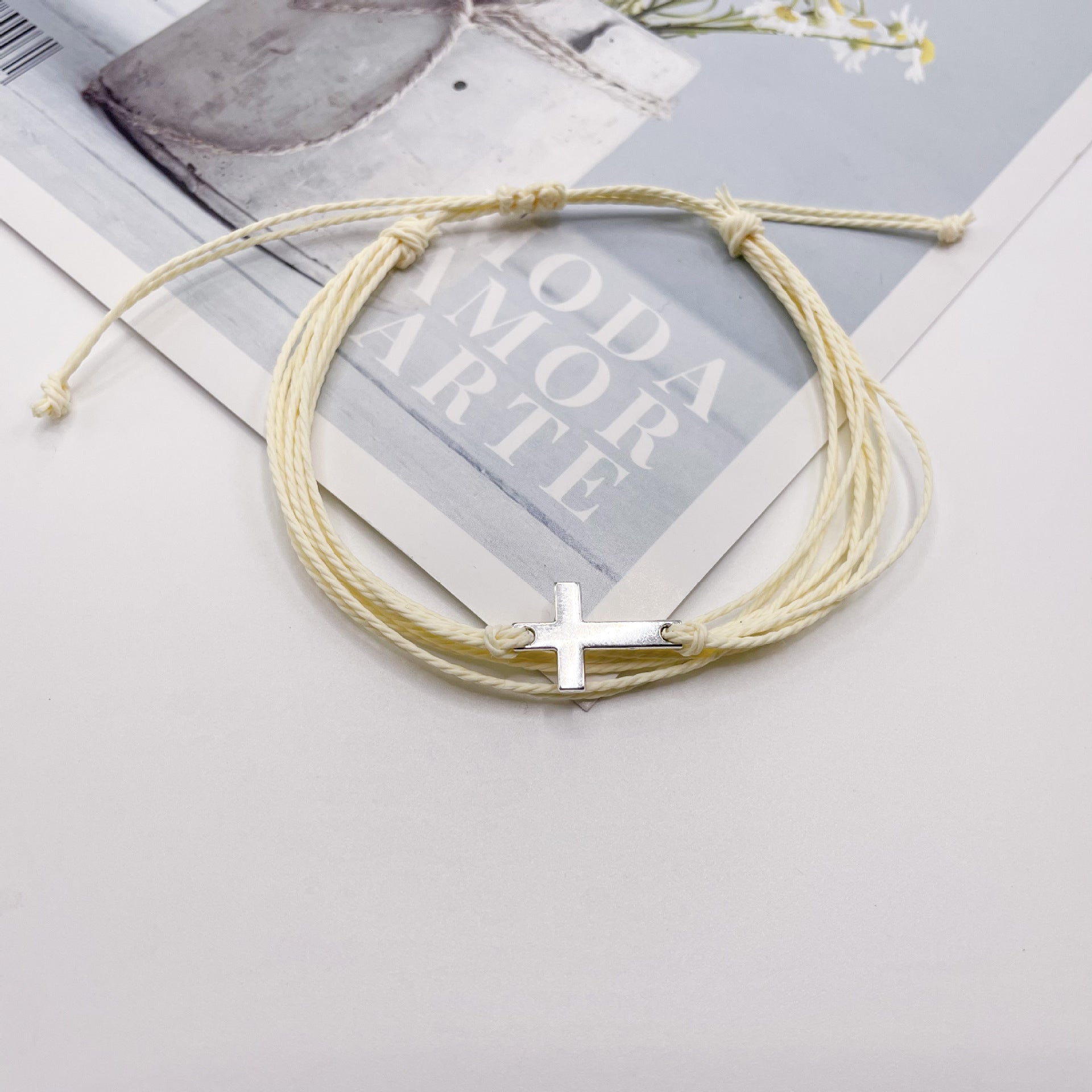 Pulsera tejida en cera, resistente al agua, con cuerda de la amistad, pulsera cruzada para surfear en la playa.