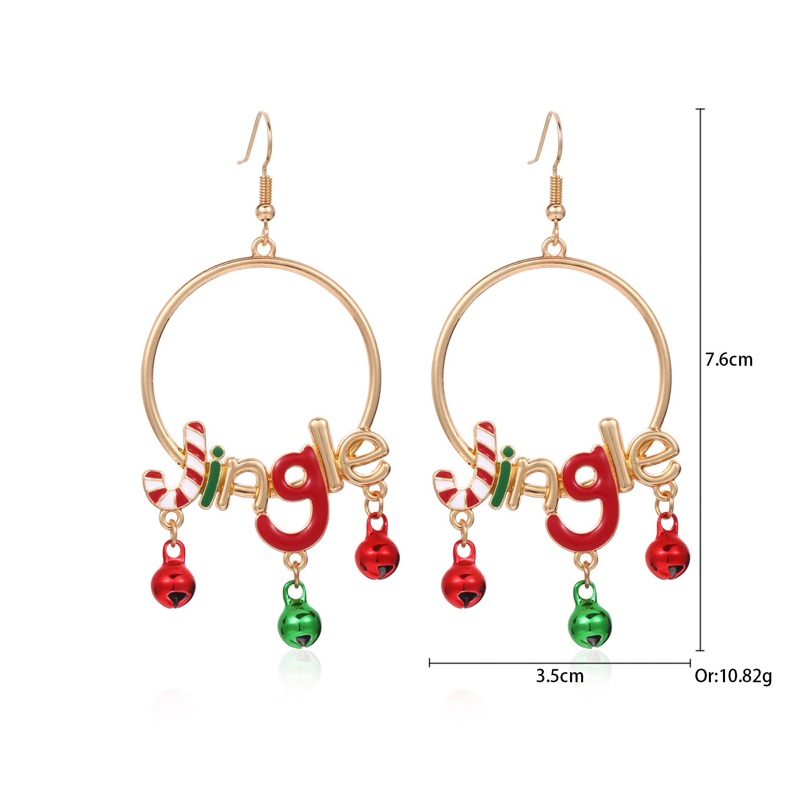 3 pares por modelo Lindos pendientes colgantes de aleación de zinc con forma de campana y corona de árbol de Navidad 