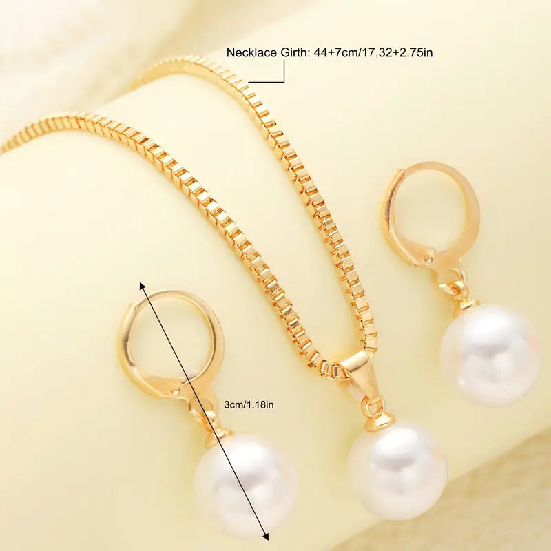 Conjunto de collar y pendientes con colgante de perla 