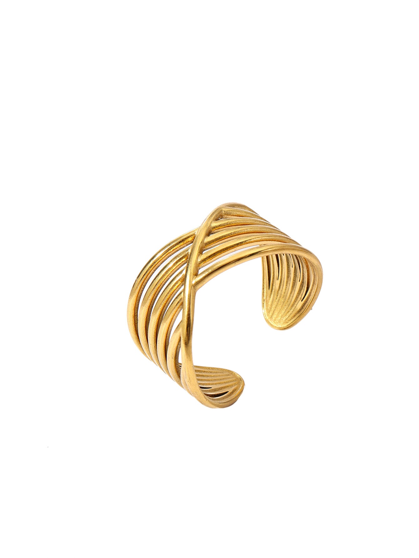 Anillos abiertos chapados en acero inoxidable 304 con diseño floral retro al por mayor 