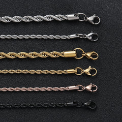Hip hop plain chain titanium steel necklace stainless steel twist chain 3mm5mm multi-size