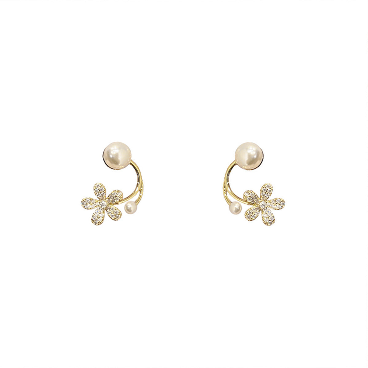 1 Pair Sweet IG Style Geometric Heart Shape Butterfly Inlay Alloy Rhinestones Pearl Drop Earrings Ear Studs
