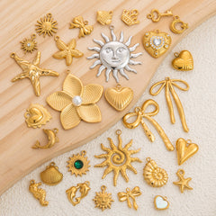 1 Piece 16.3mm 33MM 39mm 304 Stainless Steel Starfish Heart Shape Fish Pendant