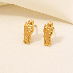 1 Pair Scallop Moon Cherry Plating 304 Stainless Steel 18K Gold Plated Ear Studs (Min 2 pairs)