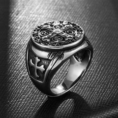 Anillo de runas para hombre, estilo vikingo vintage, color negro, con personalidad de cola