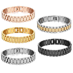 Correa de acero de titanio, pulsera de acero inoxidable de 15 mm, cadena de reloj para hombre, joyería ajustable 