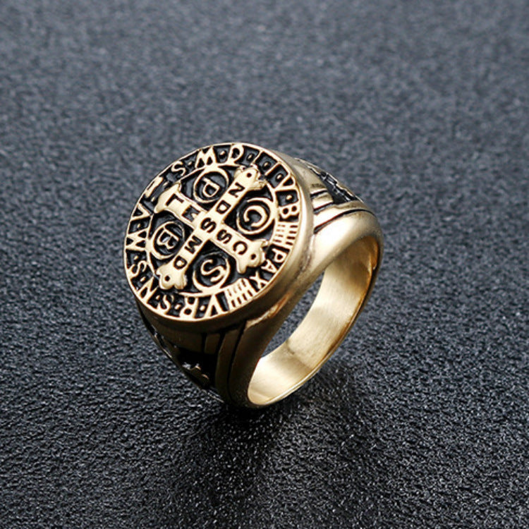 Anillo de runas para hombre, estilo vikingo vintage, color negro, con personalidad de cola